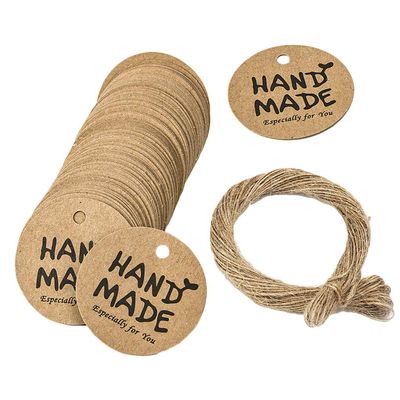 100 Handmade Kraft Paper Tags for Weddings, Parties, Gifts, Christmas, Brown
