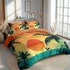 Microfiber Bedding Set 200 x 200 cm, 3-Piece, Orange Reversible Duvet Cover with 2 Pillowcases view 1
