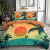 Microfiber Bedding Set 200 x 200 cm, 3-Piece, Orange Reversible Duvet Cover with 2 Pillowcases view 2