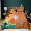Microfiber Bedding Set 200 x 200 cm, 3-Piece, Orange Reversible Duvet Cover with 2 Pillowcases view 3