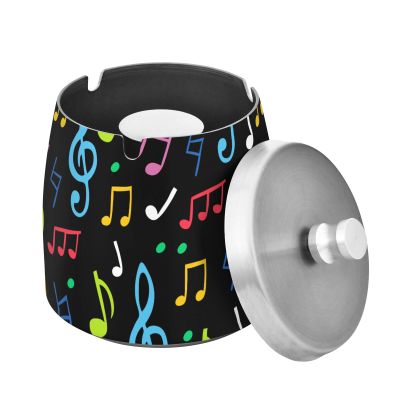 Outdoor Ashtray with Colored Musical Notes and Lid