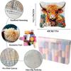 JILIP Highland Cow Latch Hook Kit for Adults, Pillow Cover, 43.2 x 43.2 cm, Open Eyes view 2