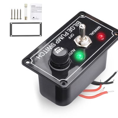 Diheohg 12V DC Fused Marine Bilge Pump Switch Panel, Manual/Off/Auto, 3-Way Rocker Switch with LED Indicator