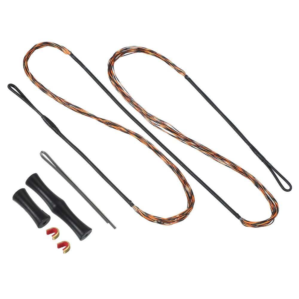 PATIKIL 12-Strand Recurve Bowstring, 56 in Actual Length for AMO 60 in, with 2 Brass Nocking Points and Silicone Finger Tabs, Black/Brown