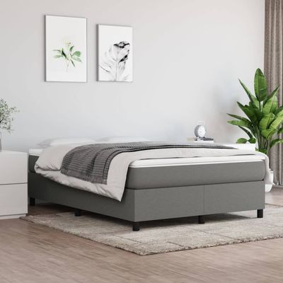 Festnight Box Spring Bed without Headboard 140 x 190 cm with Mattress, Double Bed, Upholstered Bed Frame with Slats, Youth Bed