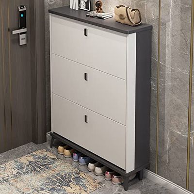 Shoe Cabinet with 3 Tip-Out Drawers, Modern Freestanding Organizer