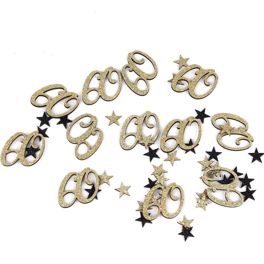 Oblique Unique Confetti Set - Wooden Number 60 and Stars