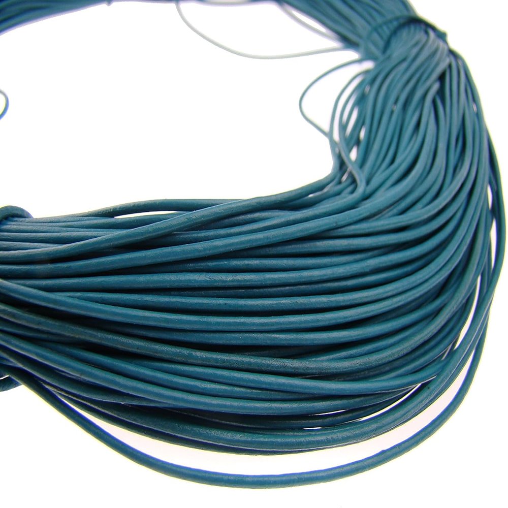 esnado Round Leather Cord - 1.5 mm x 30 m, Turquoise
