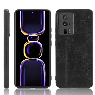 Jiajihua Case Compatible with Redmi K60 5G / K60 Pro 5G and Xiaomi Poco F5 Pro 5G, PU Leather-Texture 3-in-1 Camera Protection Case, Black