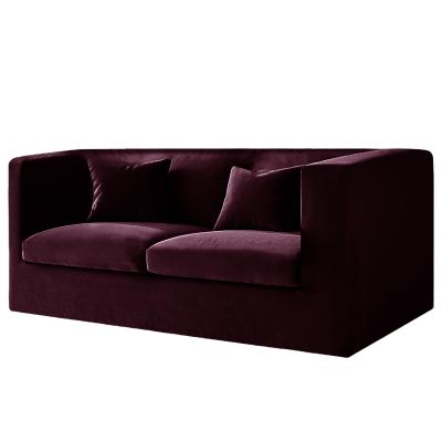 KYJSW Stretch Velvet Chesterfield Sofa Cover with Seat Cushion Covers, Non-Slip, Purple-Red, Sofa + 2 Large Seats