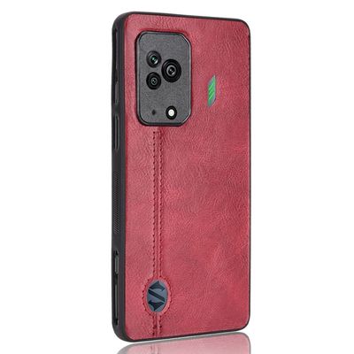 Jiajihua Case for Xiaomi Black Shark 5 5G, 3-in-1 Camera Protection, PU Leather Texture, Red