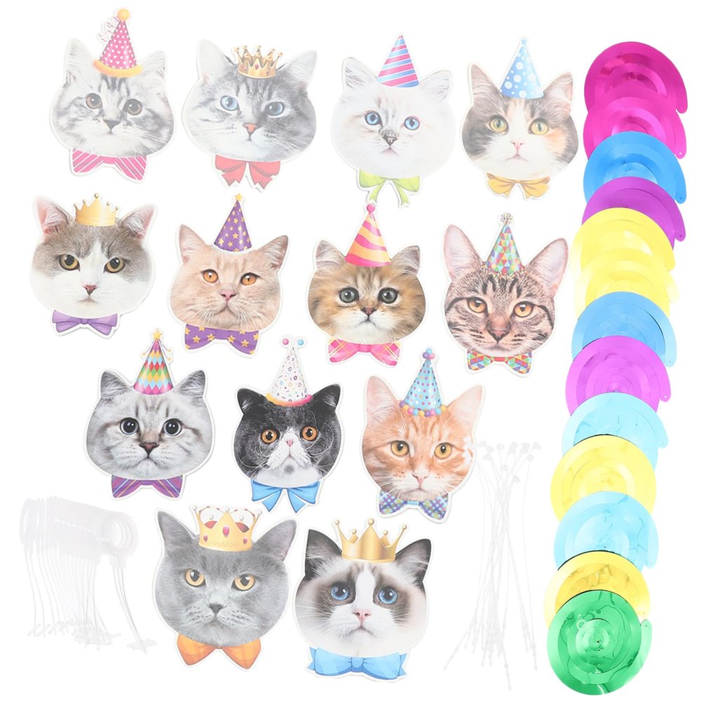Hanging Cat Swirl Decorations for Birthday Parties, 1 Set