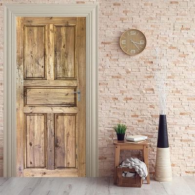 Wood Door Wallpaper, Self-Adhesive 3D Door Sticker, 90 x 200 cm Q2100