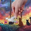 Galaxy Cats Window Puzzle Game, Home Wall Artwork, Fun Family Activity, Finished Size 74.9 cm x 50.0 cm view 4