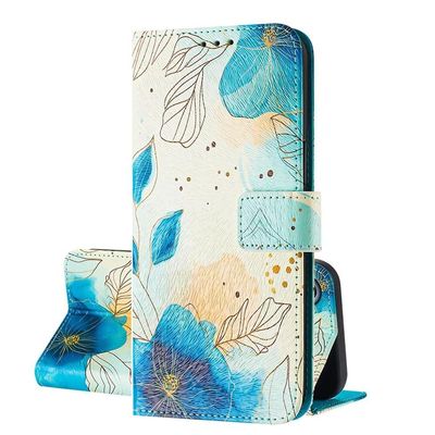 SEHEYA Case for Honor Magic 7 Pro, PU Leather Flip Wallet Case, Blue Flower