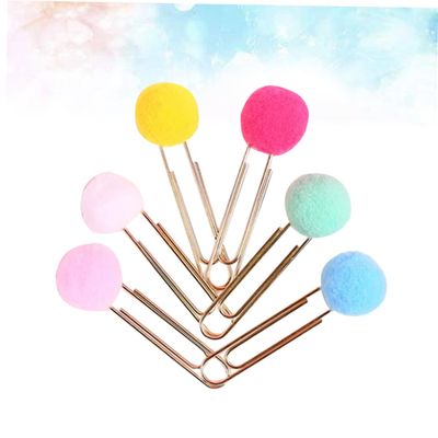 30 Colorful Metal Paper Clips with Plush Balls