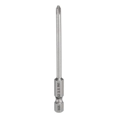 QUARKZMAN PH1 Phillips Screwdriver Bit, 1/4" Hex Shank, 3.5 mm x 80 mm, Magnetic S2 Steel