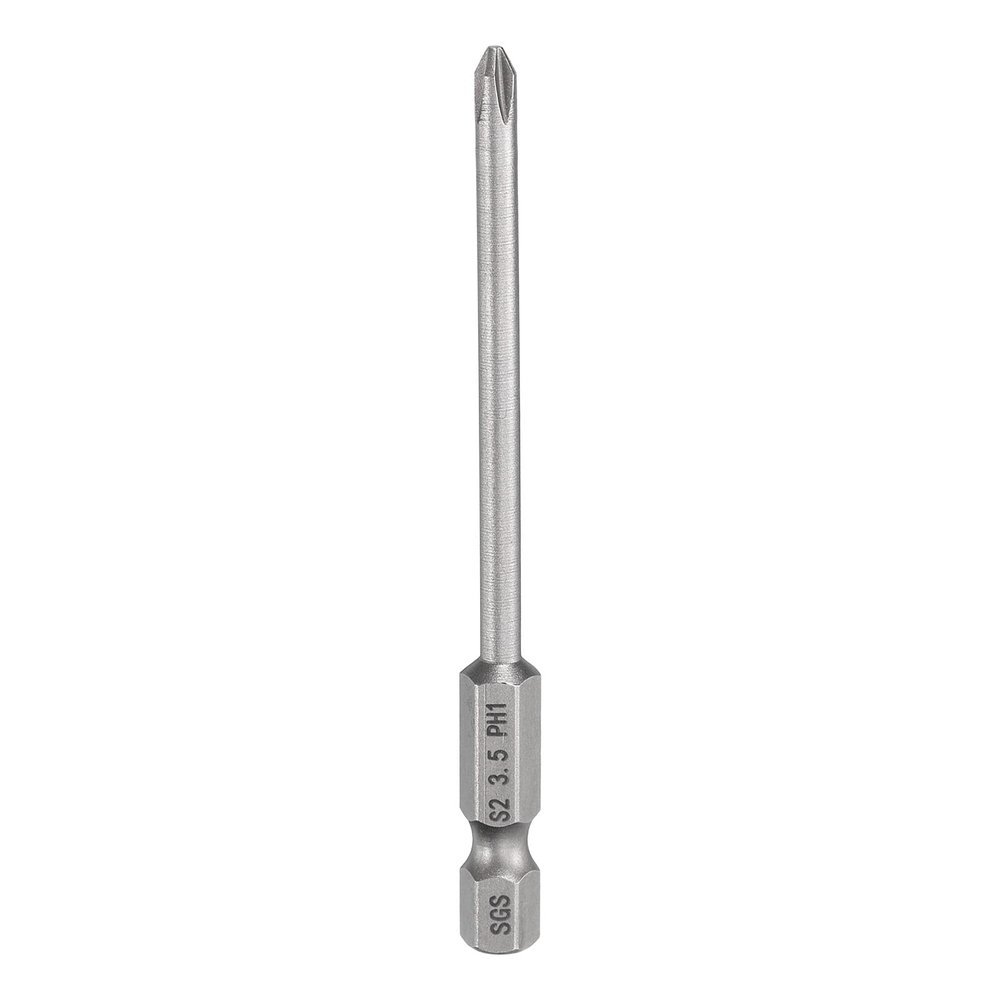 QUARKZMAN PH1 Phillips Screwdriver Bit, 1/4" Hex Shank, 3.5 mm x 80 mm, Magnetic S2 Steel