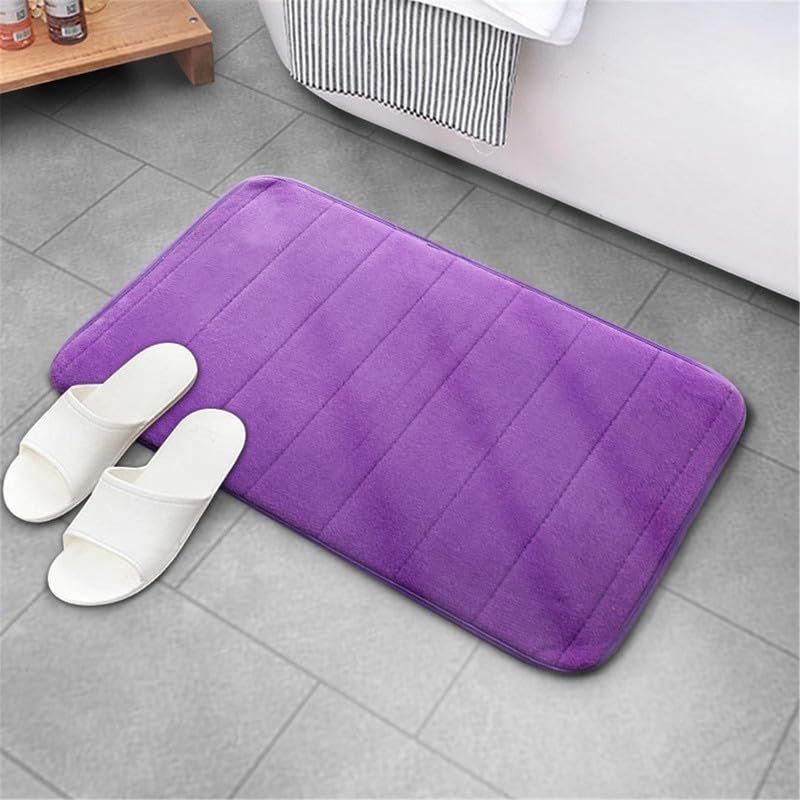 keephenDE Coral Velvet Striped Bathroom Floor Mat