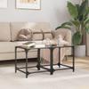 Makastle Coffee Table Set of 2, Square Glass-Top Tables, Black, 40 x 40 x 40 cm, Steel view 3