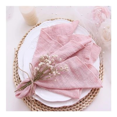 FOVAOK Cotton Gauze Napkins, 30 x 30 cm, Light Pink, 10-Pack