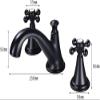 OWOHYG Two-Handle Brass Bathroom Faucet, Cross Handles, 3-Hole Deck Mount, Black (Chrome) view 2