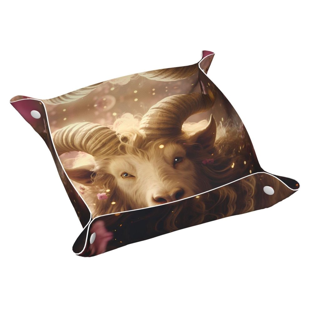 Phayah Sheepskin Leather Catchall Tray for Nightstand