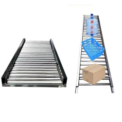 Heavy-Duty Metal-Frame Gravity Conveyor with Steel Frame, Spliceable Foldable Turntable, and Non-Powered Discharge Roller