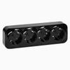 Black 4-Gang Surface-Mounted Schuko Wall Outlet view 1