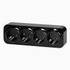 Black 4-Gang Surface-Mounted Schuko Wall Outlet view 3