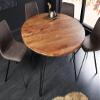 Licht-Erlebnisse Round Acacia Wood and Metal Dining Table, 120 cm, 76 cm High, Black Hairpin Legs view 2