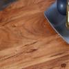 Licht-Erlebnisse Round Acacia Wood and Metal Dining Table, 120 cm, 76 cm High, Black Hairpin Legs view 4