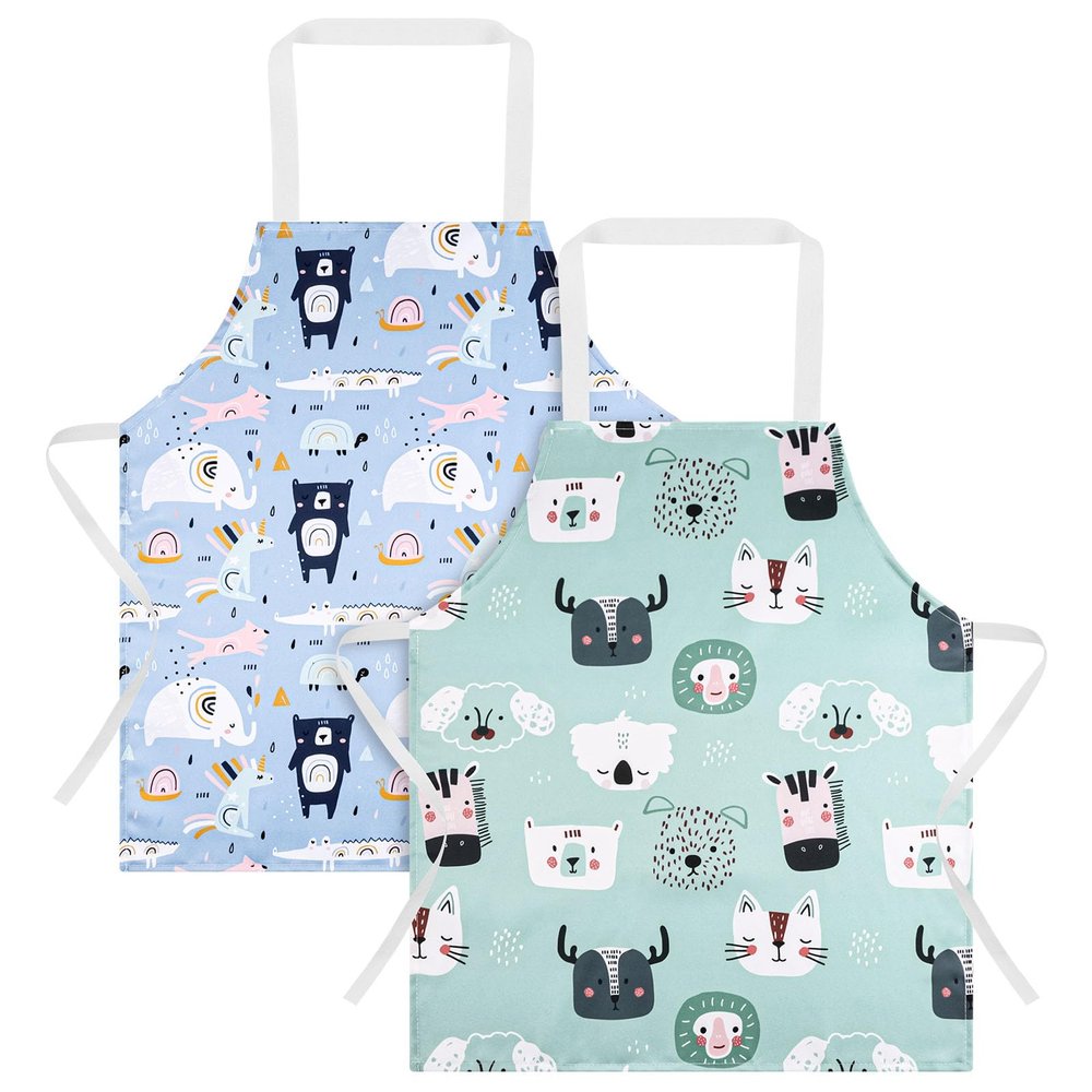 ABOHU Kids' Washable Cooking Apron with Cartoon Pattern