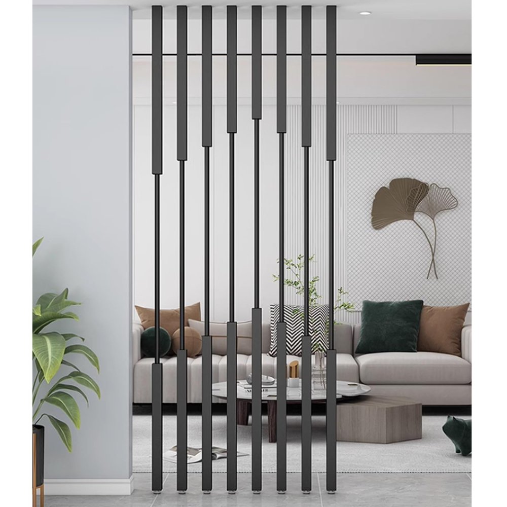 8 Black Metal Floor-to-Ceiling Room Divider Poles, 50–240 cm