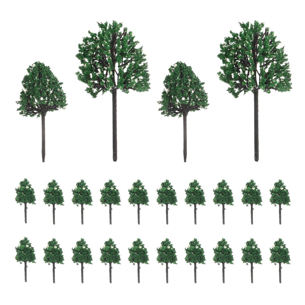 STOBOK 24-Piece Miniature Plastic Trees for Model Railways and Architectural Models