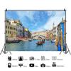 Xiaoterna 7x5 ft Venice Canals Rustic Arch Bridge Boats Photography Backdrop view 2