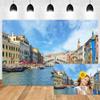 Xiaoterna 7x5 ft Venice Canals Rustic Arch Bridge Boats Photography Backdrop view 3