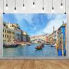Xiaoterna 7x5 ft Venice Canals Rustic Arch Bridge Boats Photography Backdrop view 4
