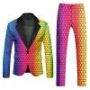 RUMAOZIA Men's Carnival 2-Piece Slim-Fit Suit Set, Colorful Rainbow Blazer and Trousers view 1
