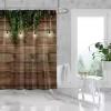 Rustic Farmhouse-Style Shower Curtain, Green Leaves, 100 x 180 cm view 2