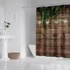 Rustic Farmhouse-Style Shower Curtain, Green Leaves, 100 x 180 cm view 4