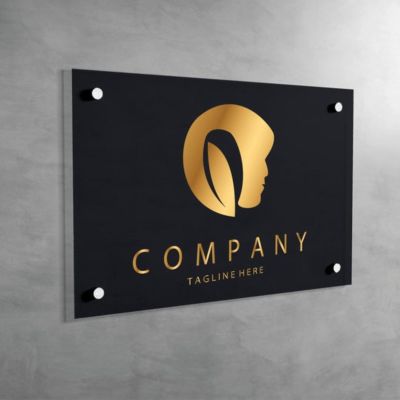 Custom Acrylic Business Logo Sign, Black, 30 x 30 cm