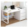 Computer Desk with 3 Drawers, Storage Rack, Large White Rectangular Desktop, 120 cm view 1