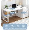 Computer Desk with 3 Drawers, Storage Rack, Large White Rectangular Desktop, 120 cm view 4