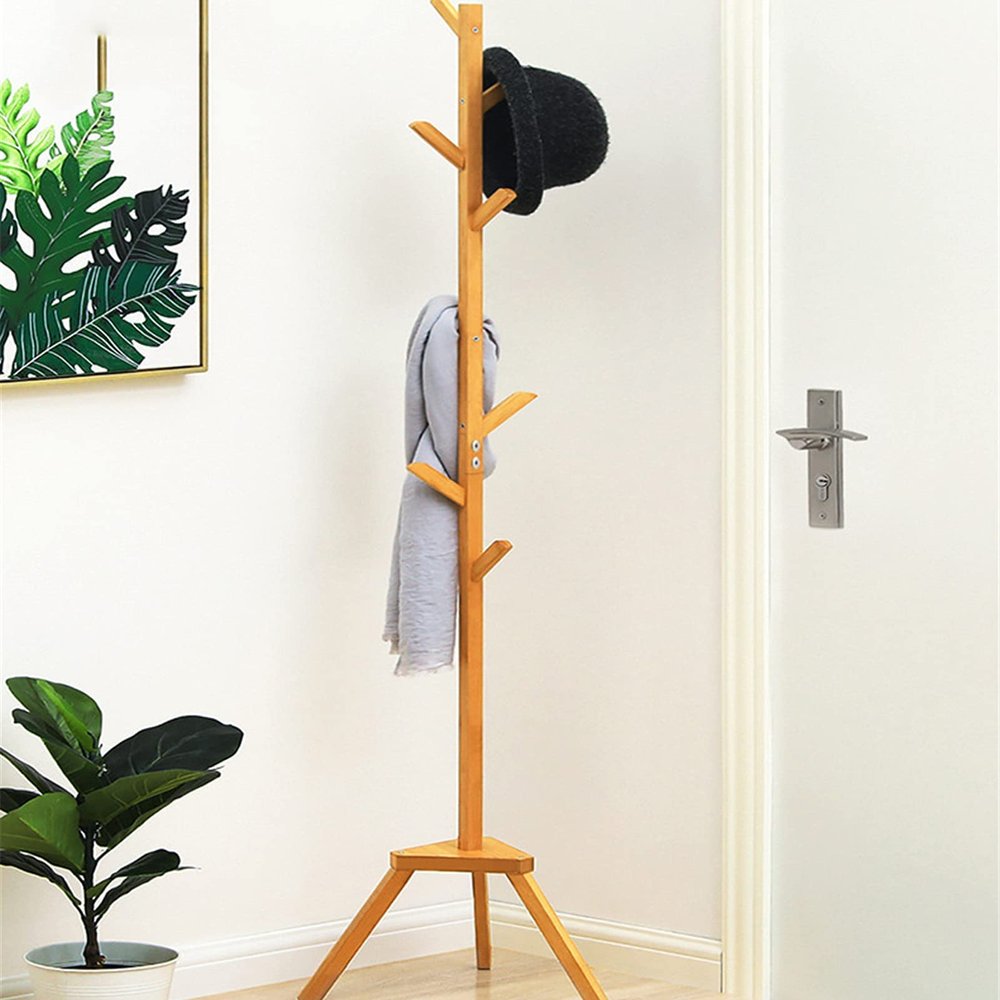 Freestanding Coat Rack with 9 Hooks for Clothes, Hats and Bags