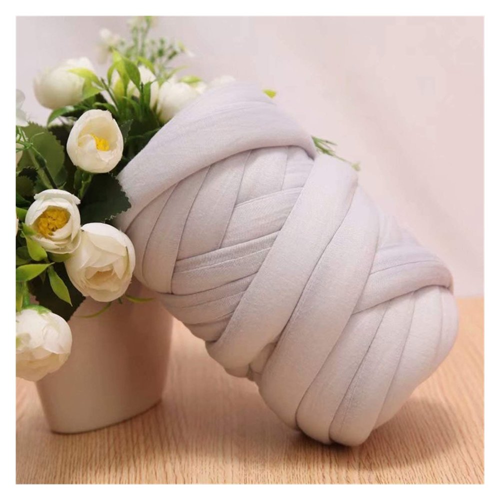 Chunky Yarn, 250 g, Ultra-Thick Full-Core Cotton, Hand-Woven, DIY Blanket, Pet Bed, Soft Chunky Yarn (Green/Light Gray)