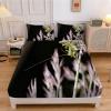 Praying Mantis Floral Fitted Sheet 180 x 200 cm, 3D Printed, with 2 Pillowcases view 1