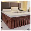 AQIGR Elastic Bed Skirt with Three Fabric Sides, Brown, 180 x 220 cm + 40 cm view 1
