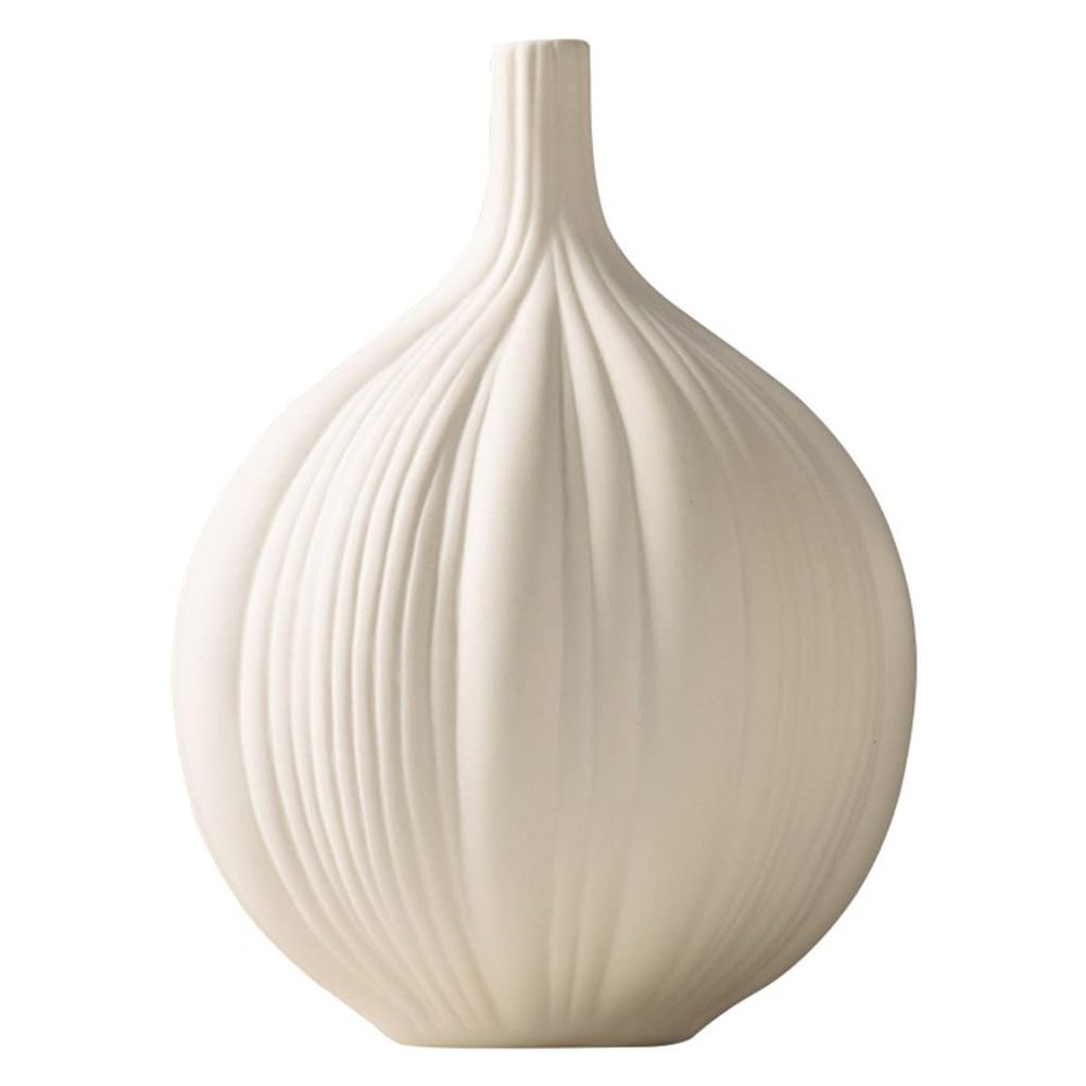 White Ceramic Flower Vase, Modern Minimalist Home Decor, Option C