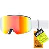 uvex pwdr FM – stylish mirrored ski goggles with wide field of view and anti-fog coating, adult features for kids – matte white/rainbow-clear – one size view 1